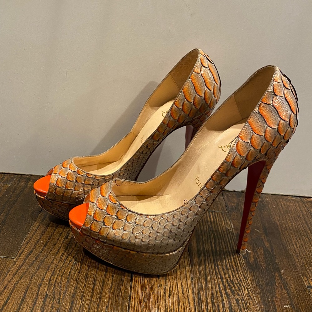 Christian Louboutin Python Open Toe Pump - image 1